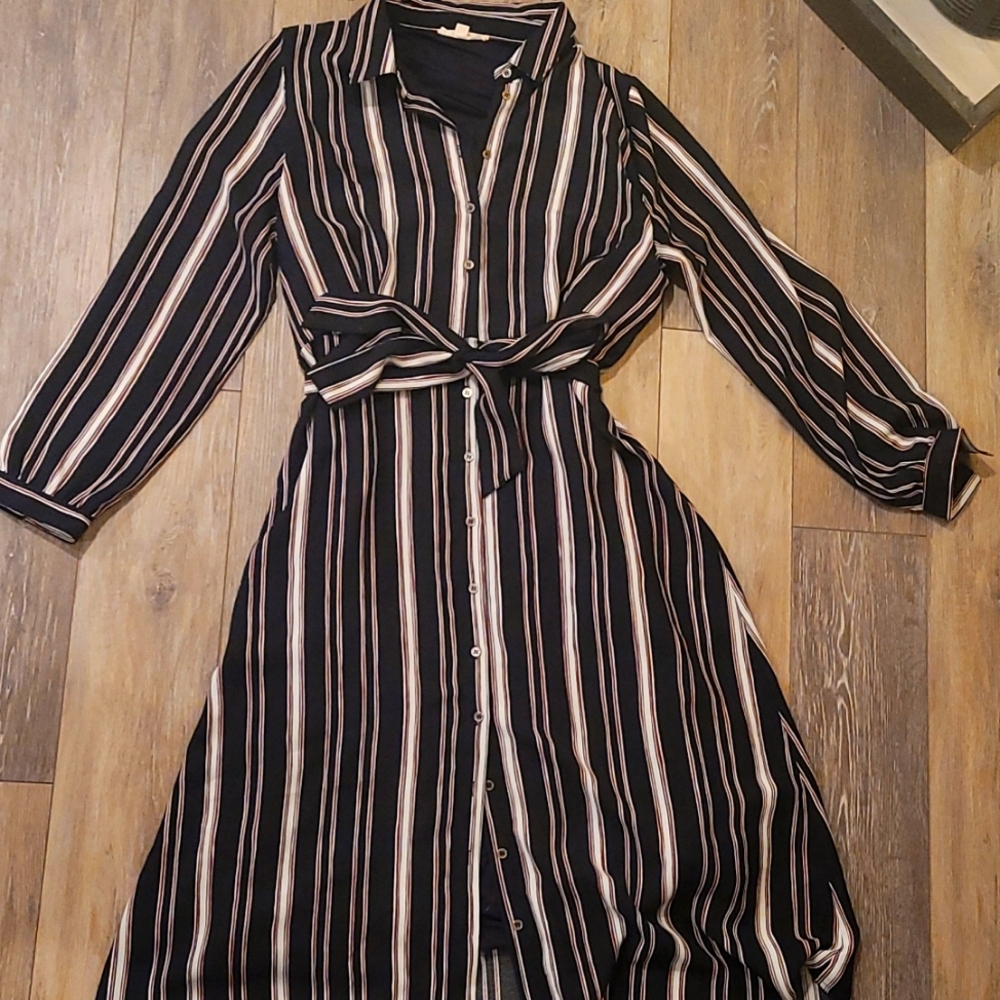 Bohme Striped Midi Shirt Dress